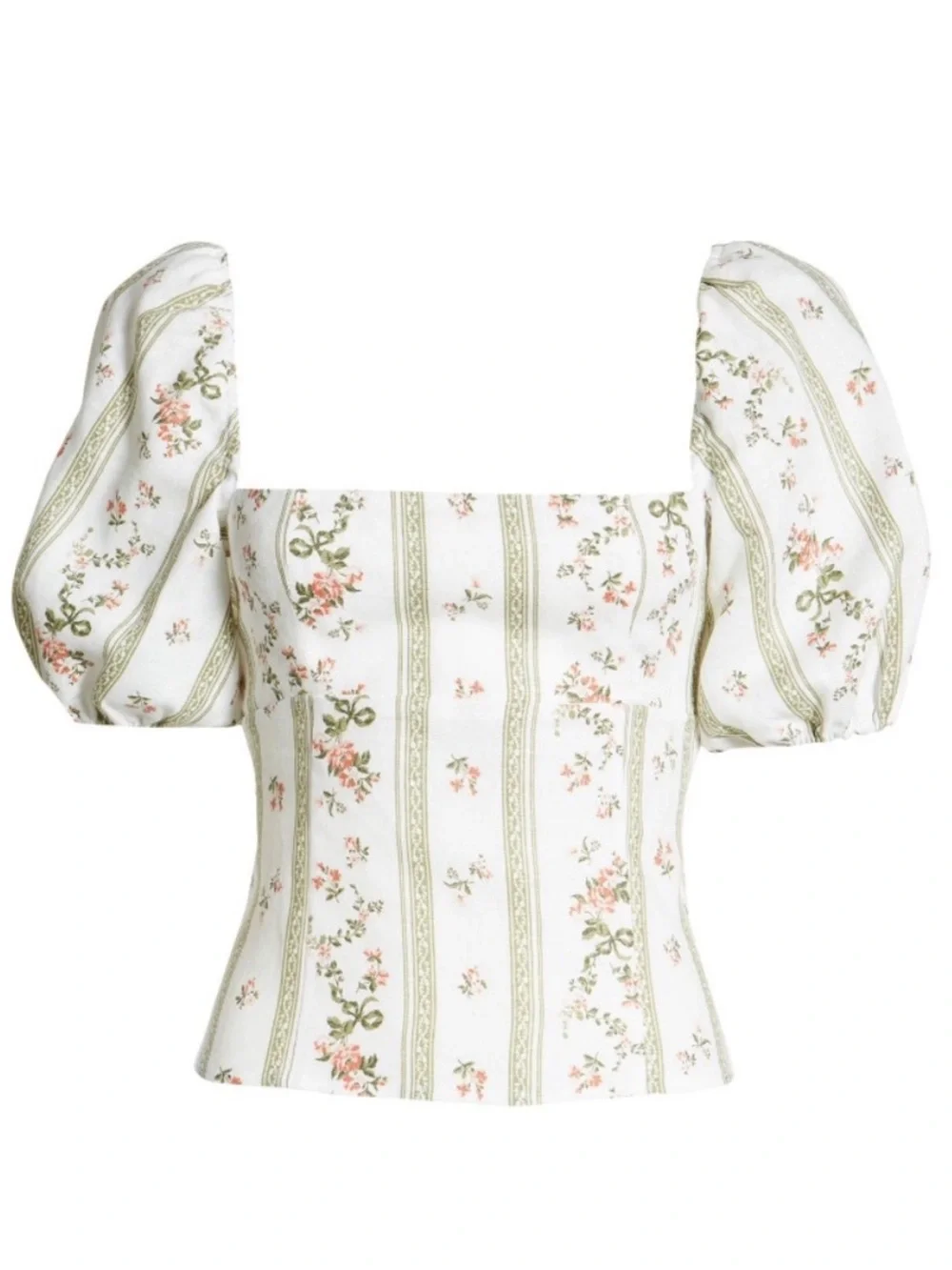 Reformation Arancini Puff Sleeve Top Heath Floral Renaissance Milkmaid Peasant